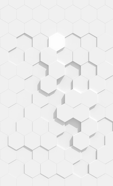 Abstrait géométrique Fond blanc avec des formes hexagonales Illustration 3d