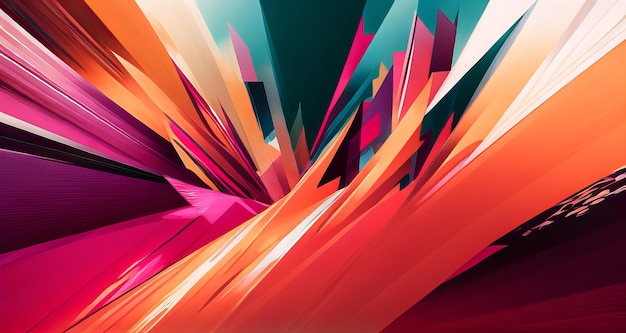 Abstrait géométrique Holi fond coloré peinture explosion panorama fond. Ai généré