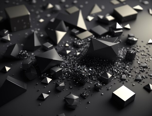 Abstrait géométrique noir Différentes formes de triangles Mise à plat créée avec la technologie Generative AI