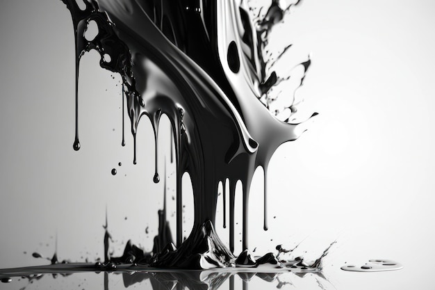 Photo abstrait de gouttes de liquide noir et blanc dans la génération d'ia de style 3d