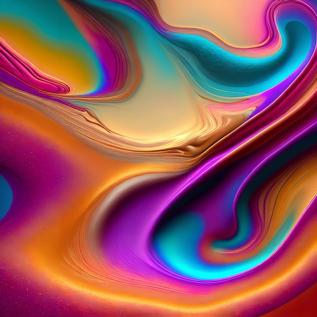 Abstrait gros plan art génératif cosmétique liquide fluide coloré par AI