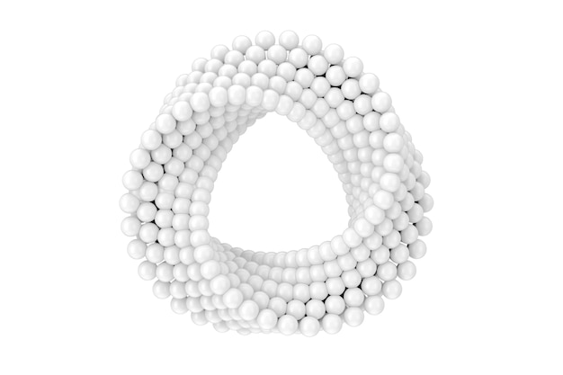 Abstrait impossible boules blanches boucle cercle forme croix casquette sur fond blanc. Rendu 3D