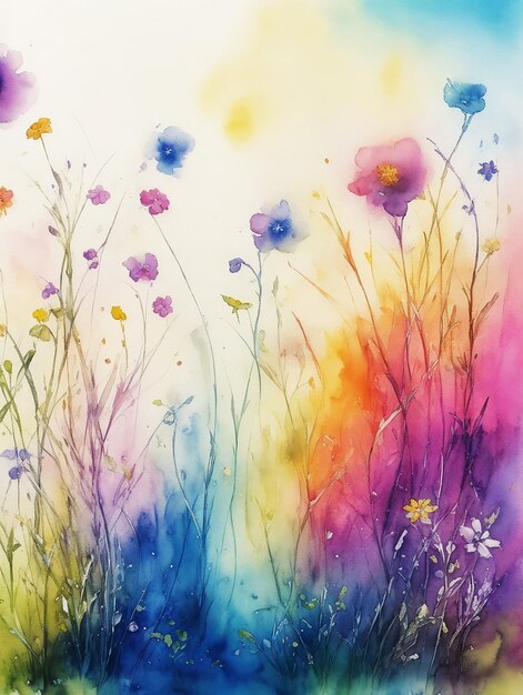 abstrait incroyable herbes fleurs paradis pierres fond peinture sur papier HD aquarelle image