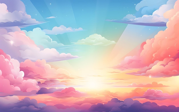 Abstrait kawaii Arrière-plan arc-en-ciel coloré du ciel
