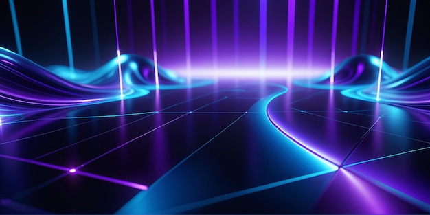 Abstrait Lignes lumineuses technologiques bleu violet fond HD