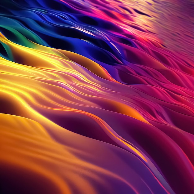 Abstrait liquide fluide dynamique ondulé multicolore Illustration 3D en relief ondulant