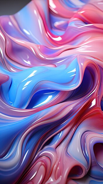 Abstrait liquide à fond rose et bleu avec des gouttes