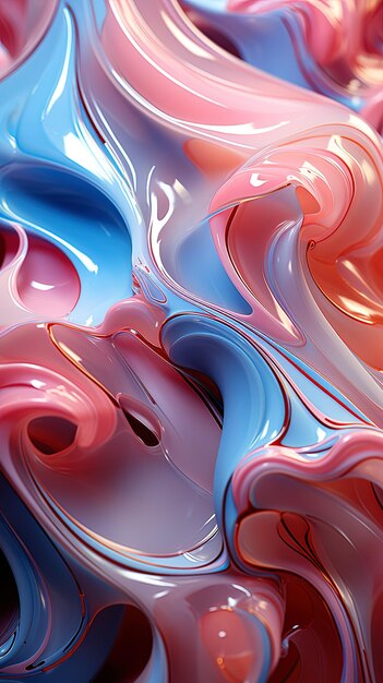 Abstrait liquide à fond rose et bleu avec des gouttes