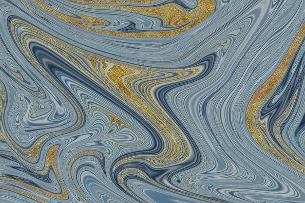 Abstrait en marbre bleu et or