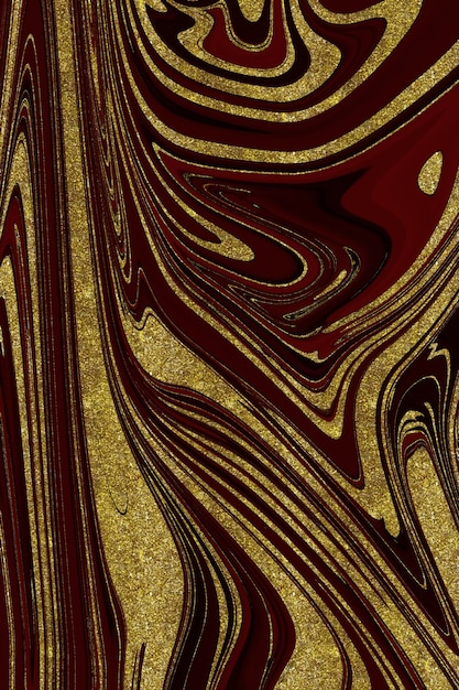 Abstrait en marbre rouge et or