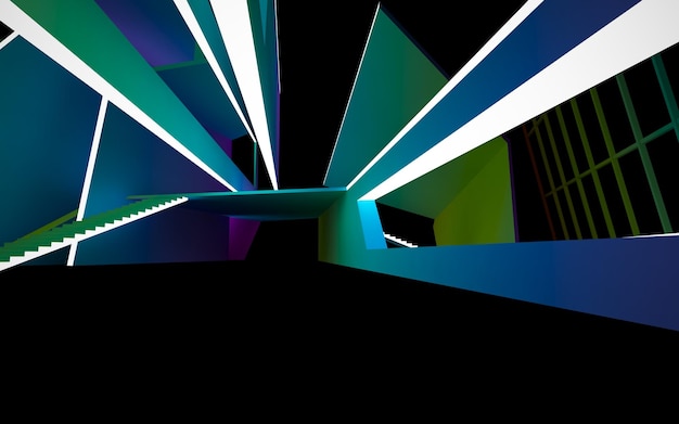 Abstrait moderne minimaliste architectural contemporain espace futuriste de nuit scifi