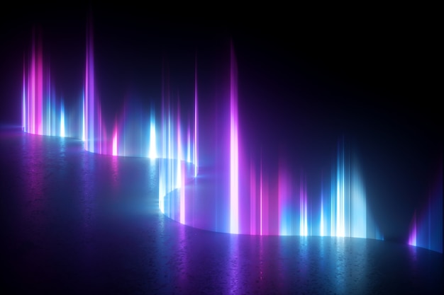 Abstrait Néon Clair, Rayons Verticaux Aurores Boréales Artificielles.