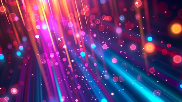 Abstrait Neon violet et bleu Faisceau de lumière de couleur Ligne horizontale Arrière-plan lumineux