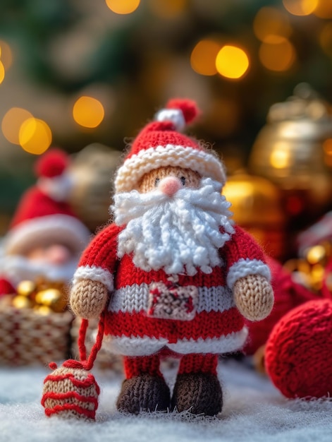 Abstrait de Noël avec le Père Noël tissé à partir de fils à tricoter Modèle de carte de vœux avec espace de copie pour le texte AI générative