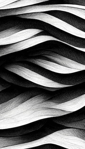 Abstrait noir et blanc avec des lignes ondulées Ai générative