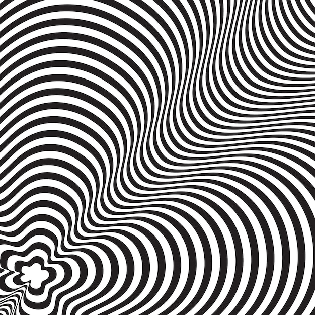 Abstrait noir et blanc torsadé Illusion d'optique de surface déformée Rayures torsadées