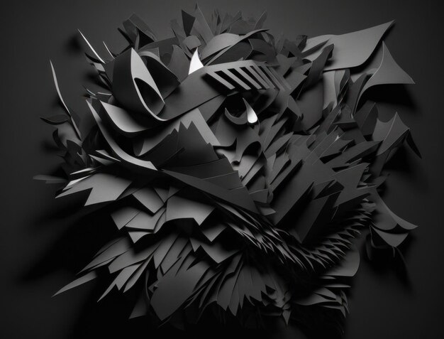 Abstrait noir foncé diverses formes de papier créé avec la technologie Generative AI