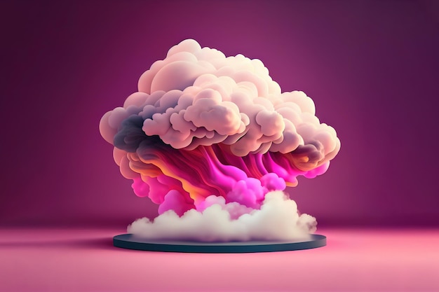 Photo abstrait avec nuage en lévitation rose ai générative