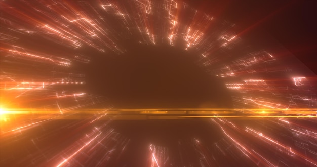 Abstrait orange jaune cercle lumineux énergie ordinateur futuriste numérique hitech abstrait tourbillonnant