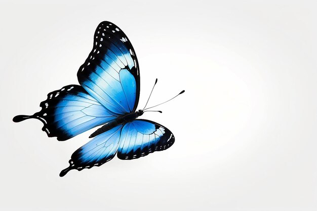 Photo abstrait papillon bleu isolé sur blanc