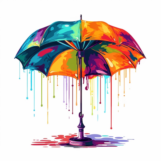 Abstrait Parapluie à partir de peintures multicolores Dessin ludique et coloré