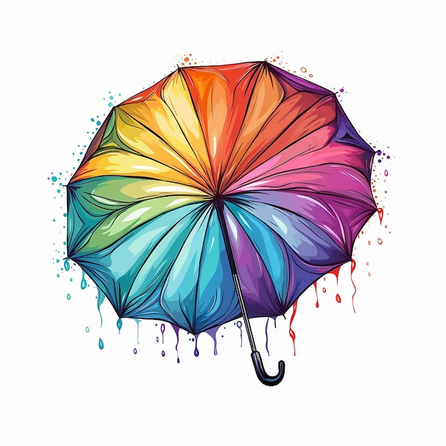 Abstrait Parapluie à partir de peintures multicolores Dessin ludique et coloré