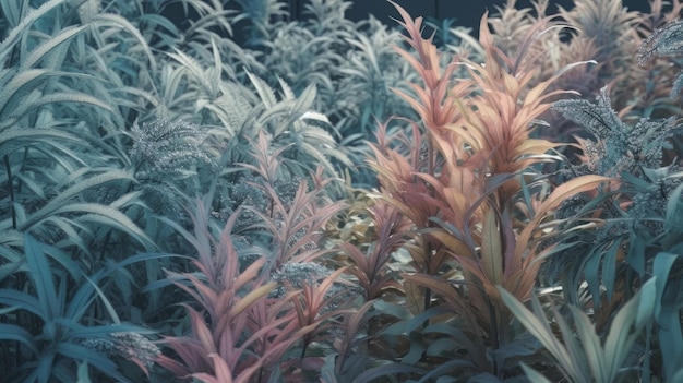 Abstrait de plantes aux couleurs pastel ai générative