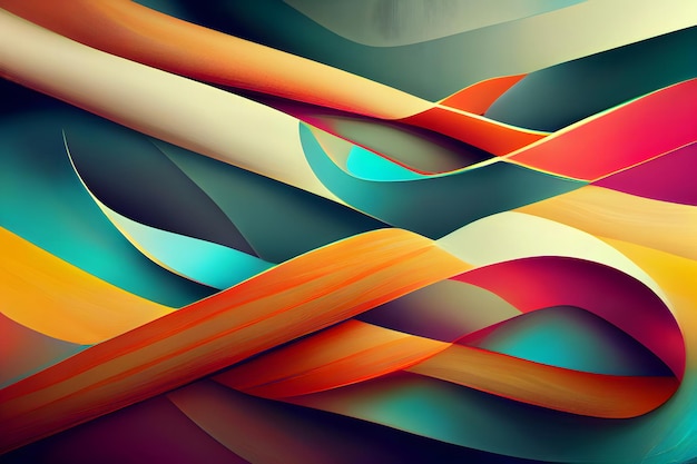 Abstrait Plat Coloré Rayures Fond Géométrique Réseau De Neurones Art Généré