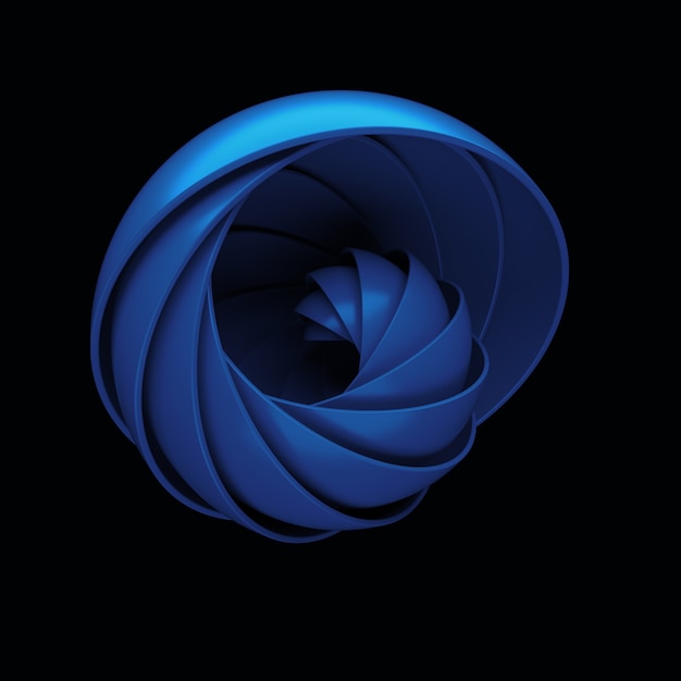 Abstrait de rendu 3D. Beaucoup de demi-sphères clonées en forme de spirale avec une légère torsion.