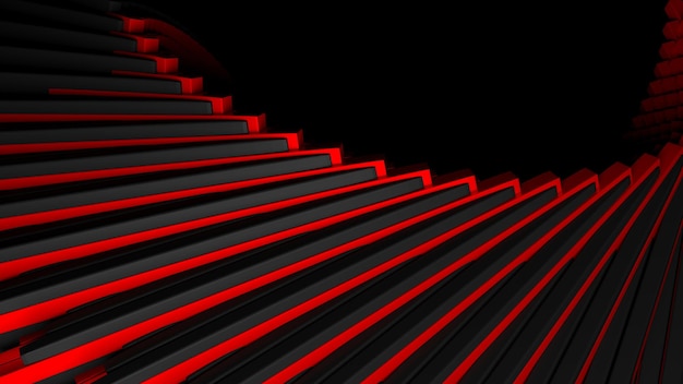 Abstrait rouge noir en forme d'escalier