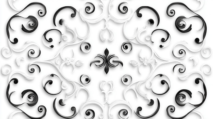 Photo abstrait schéma de tourbillons et de spirales en noir et blanc