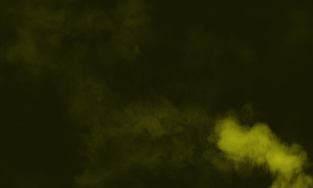 Abstrait sombre. Fumée jaune. Concept d'expérience scientifique. Image haut de gamme.