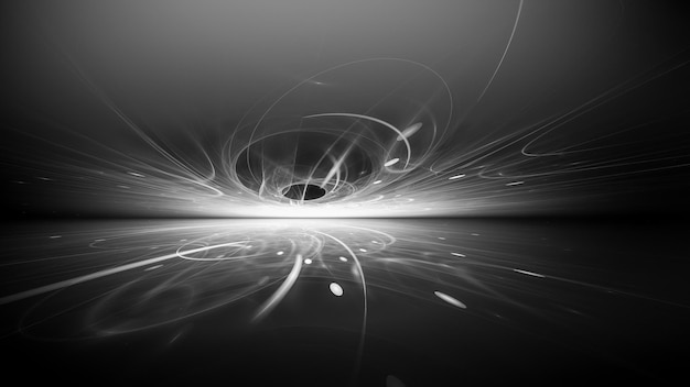 Abstrait de technologie moderne avec horizon fractal blanc et noir