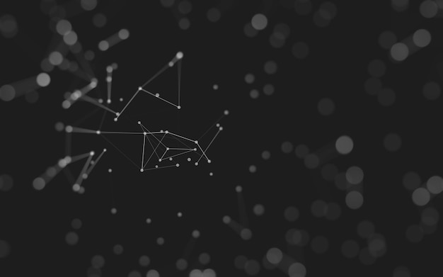 Abstrait Technologie des molécules avec des formes polygonales reliant des points et des lignes Structure de connexion Visualisation de données volumineuses