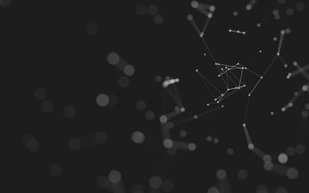 Abstrait Technologie des molécules avec des formes polygonales reliant des points et des lignes Structure de connexion Visualisation de données volumineuses