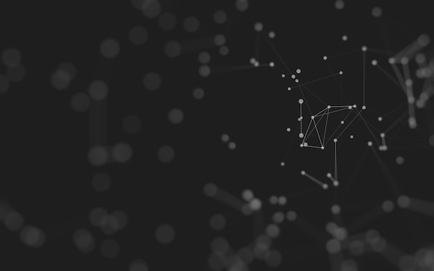 Photo abstrait technologie des molécules avec des formes polygonales reliant des points et des lignes structure de connexion visualisation de données volumineuses