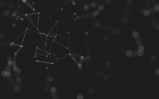 Abstrait. Technologie des molécules avec des formes polygonales, reliant des points et des lignes. Structure de connexion. Visualisation des mégadonnées.