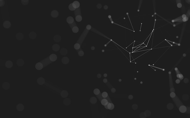 Abstrait. Technologie des molécules avec des formes polygonales, reliant des points et des lignes. Structure de connexion. Visualisation des mégadonnées.