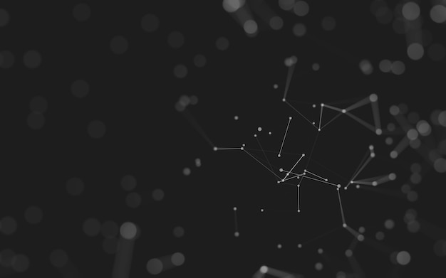 Abstrait. Technologie des molécules avec des formes polygonales, reliant des points et des lignes. Structure de connexion. Visualisation des mégadonnées.