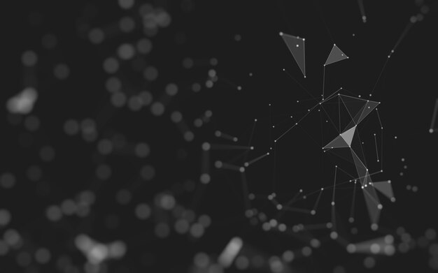 Abstrait. Technologie de molécules avec des formes polygonales, reliant des points et des lignes. Structure de connexion. Visualisation des mégadonnées.
