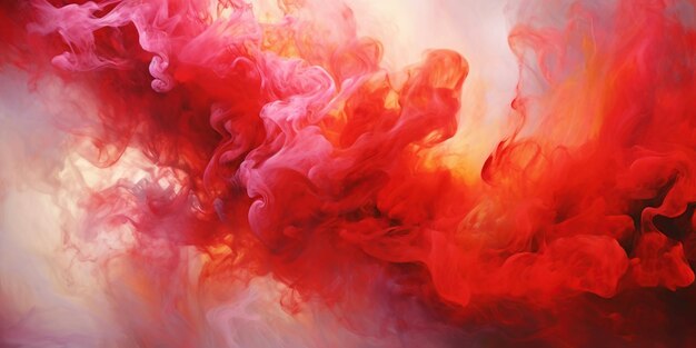 Abstrait avec des tourbillons de fumée rouge Nuage de peinture à l'encre aquarelle AI générative