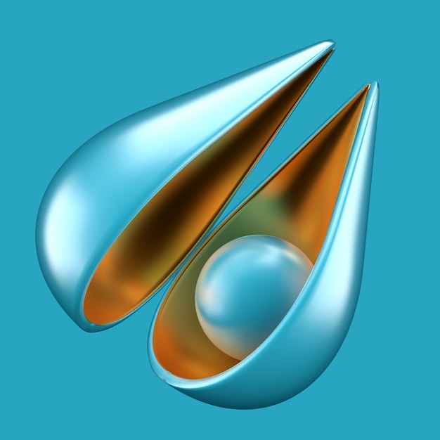 Abstrait avec turquoise et or. Illustration 3D, rendu 3D.