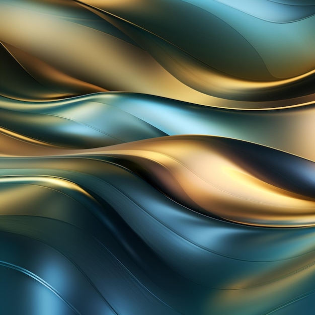 abstrait avec des vagues d'or et de bleu ai génératif