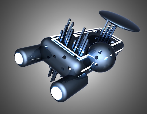 Abstrait de vaisseau spatial 3D. illustration 3D