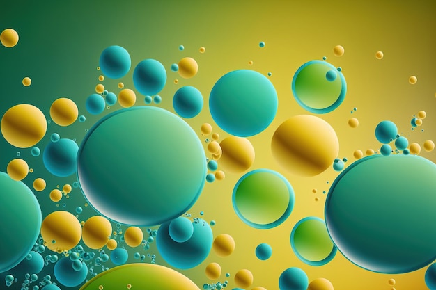 Abstrait vert jaune et bleu avec des bulles