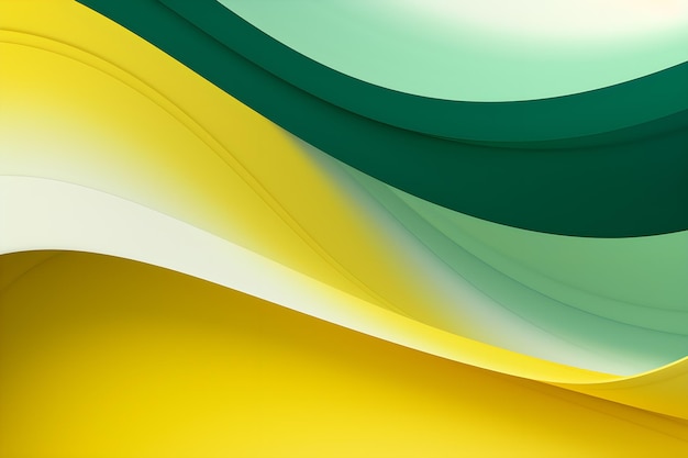 abstrait vert et jaune avec un design de vagues généré par l'IA