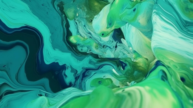 Abstrait vert peinture aquarelle fluide liquide Ai générative