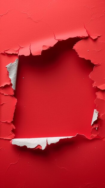 Abstrait vide papier rouge avec un trou isolé sur papier peint mobile vertical blanc