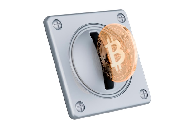 Accepteur de pièces avec rendu 3D bitcoin