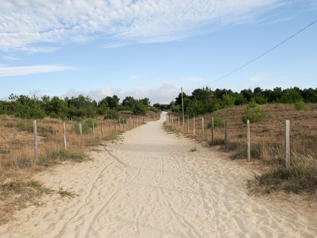 Accès au chemin de sable sur la plage de dunes de sable